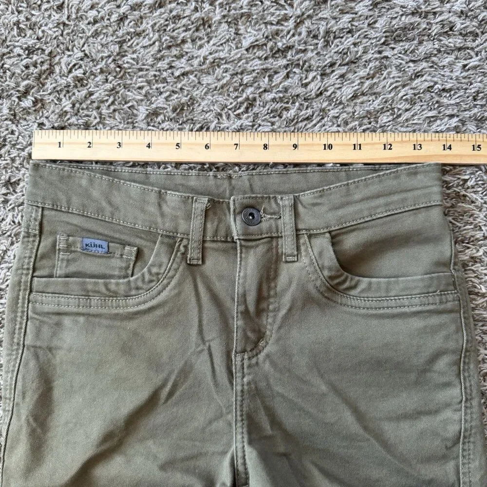 Kuhl Kontour Skinny Jeans Olive Green Women's 4 Reg Hiking Outdoors Tie Waist - Picture 11 of 13